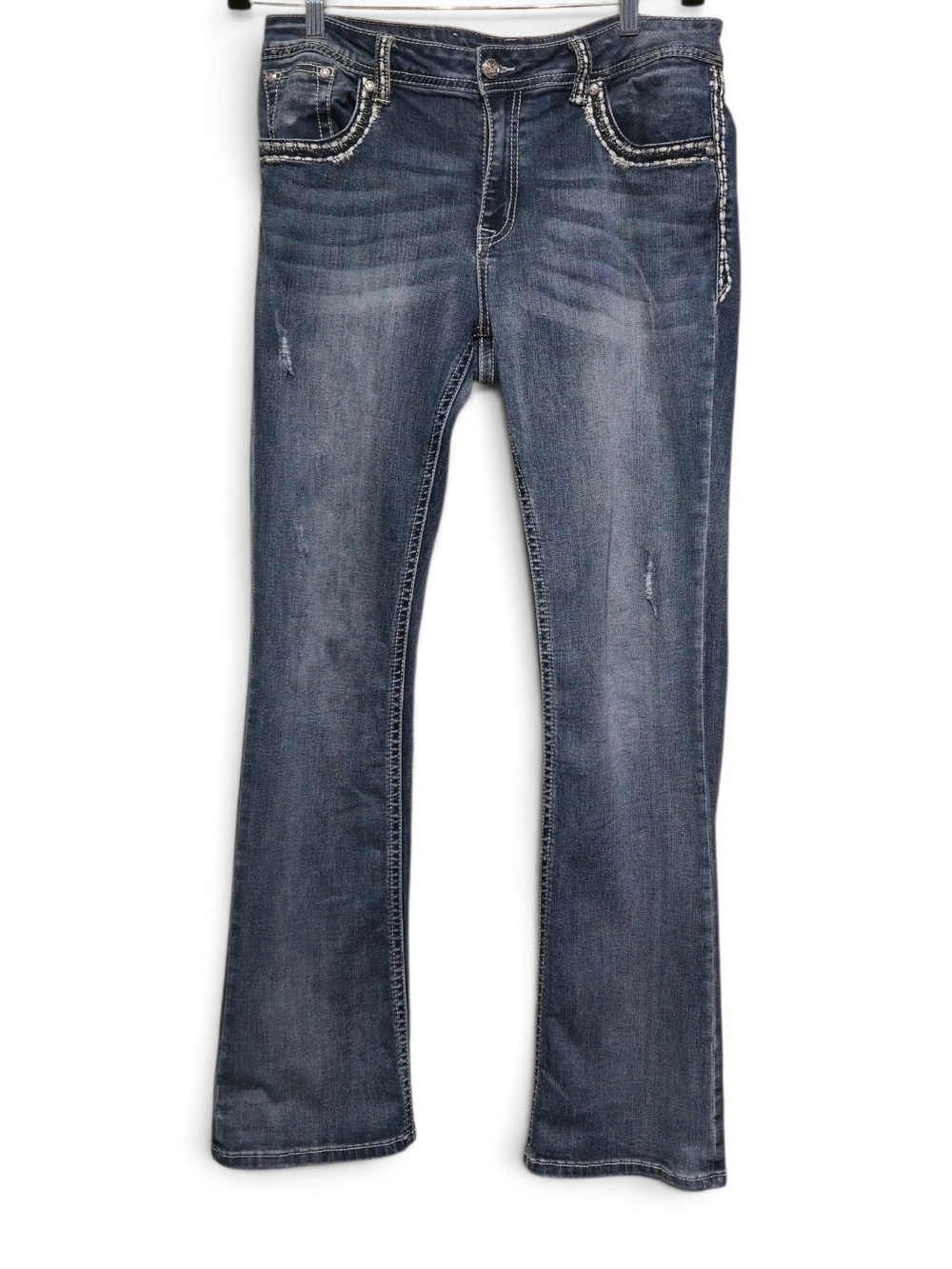 Grace in LA Women's Flare Jeans in Dark Blue Wash Size 32